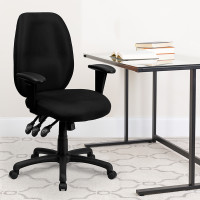 Flash Furniture High Back Black Fabric Multi-Functional Ergonomic Task Chair with Arms BT-6191H-BK-GG